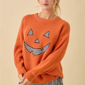 Orange Pumpkin Face Sweater
